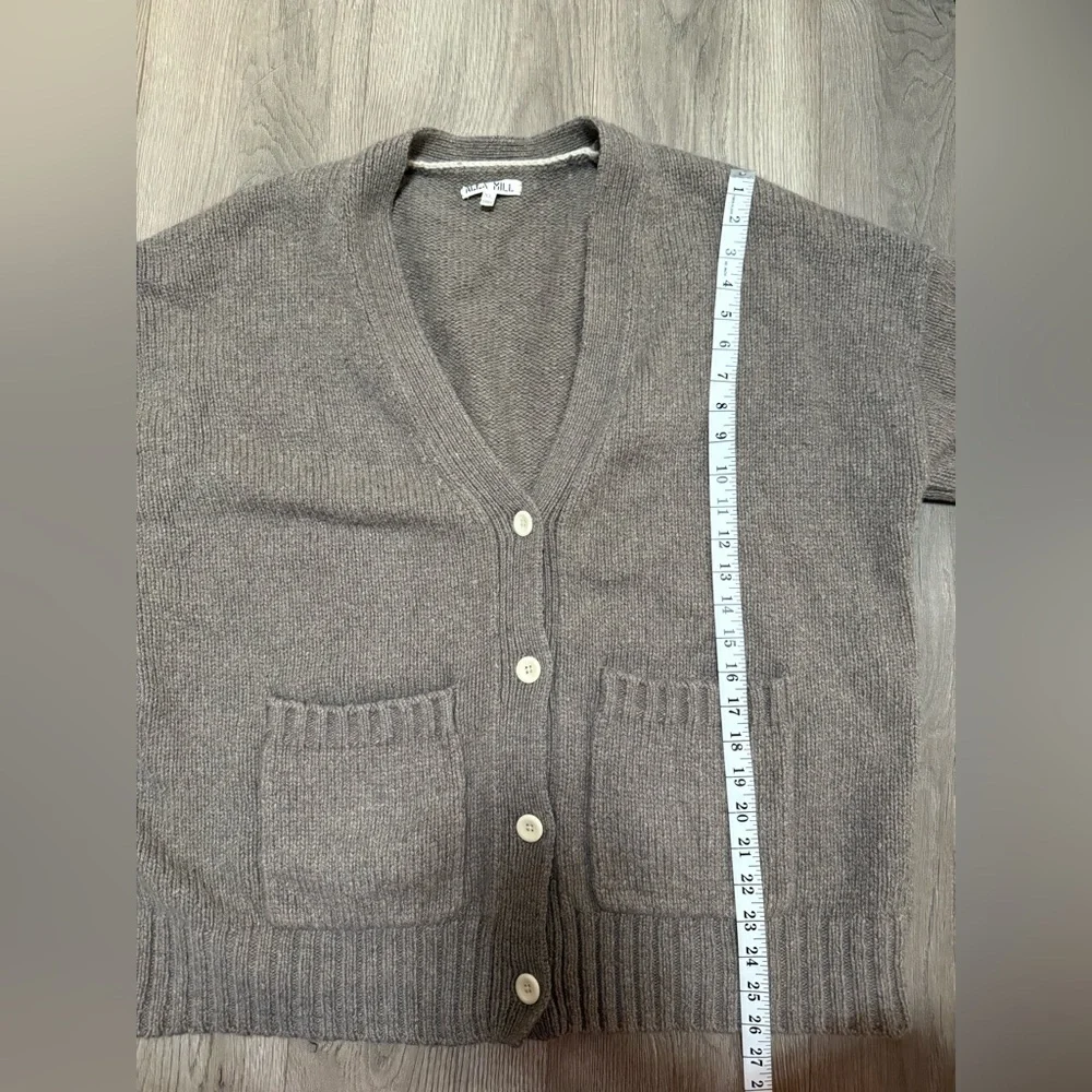 Alex Mill Emma Cardigan XL Lambswool Blend V-Neck Taupe Cozy Classic - Picture 7 of 8